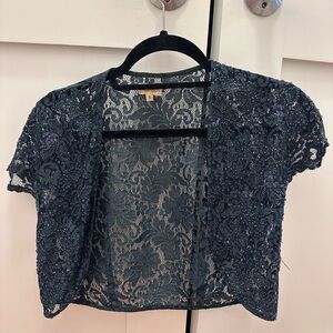 Embellished Navy Lace Bolero Shrug